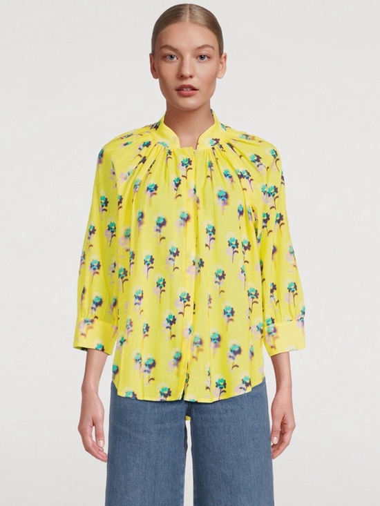Smythe Tops - Smythe Gathered Blouse In Lemon Floral Print size S